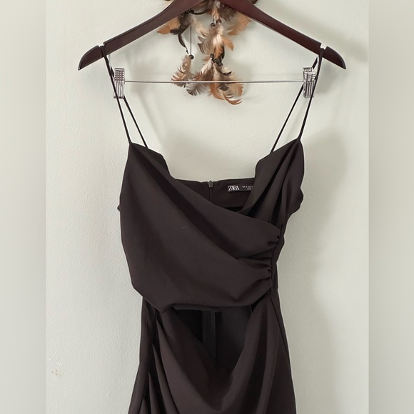 Zara Black Cut Out Mini Dress Thin Strap Size S Homecoming Night Out Party - Picture 4 of 11